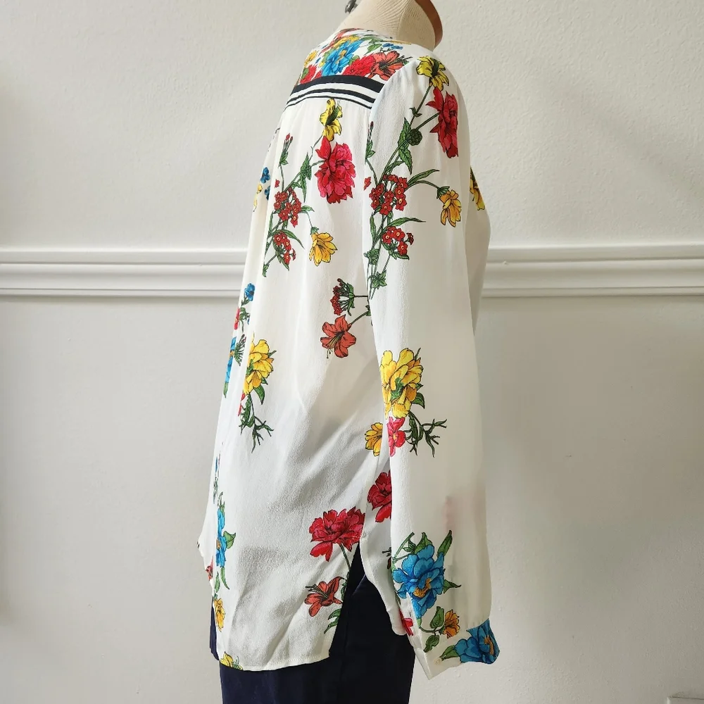 Joie Yaritza B Floral-Print Silk Georgette buttom down Top Size Small